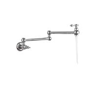 Rubinetto riempitivo for vaso in ottone nero nichel cromato, rubinetto da cucina a parete, rubinetto singolo foro freddo freddo con beccuccio pieghevole per lavelli per roulotte e case(C-Chrome)