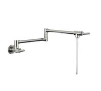 Rubinetto riempitivo for vaso in ottone nero nichel cromato, rubinetto da cucina a parete, rubinetto singolo foro freddo freddo con beccuccio pieghevole(A-Brushed Nickel)