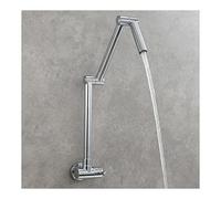 Rubinetto riempitivo per pentole, rubinetto per lavello da cucina con montaggio a parete con acqua fredda, rubinetto da cucina pieghevole girevole con doppio snodo in ottone massiccio, cromato (nero)