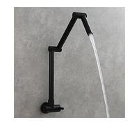 Rubinetto riempitivo per pentole, rubinetto per lavello da cucina con montaggio a parete con acqua fredda, rubinetto da cucina pieghevole girevole con doppio snodo in ottone massiccio, cromato (nero)