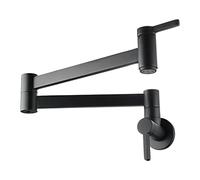 Rubinetto riempitore pentole in ottone rubinetto singolo acqua fredda cucina doppio giunto bracci oscillanti foro singolo due maniglie montaggio a parete oro spazzolato(Noir)