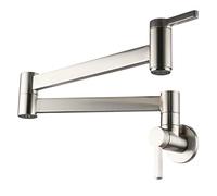 Rubinetto riempitore pentole in ottone rubinetto singolo acqua fredda cucina doppio giunto bracci oscillanti foro singolo due maniglie montaggio a parete oro spazzolato(Brushed)