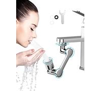 Rubinetto Rotante 1080 Gradi, Prolunga Rubinetto Bagno Areatore Rompigetto con Filtro Antispruzzo, Snodo per Estensione Rubinetto Lavandino Cucina in Plastica Cromato, 2 Modalità Acqua Regolabile