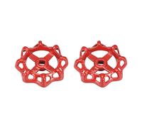 Rubinetto Rotondo Ruota Manico,Quadrato Broccia 11x11mm,OD 108mm Rosso 2pz