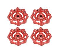 Rubinetto Rotondo Ruota Manico,Quadrato Broccia 5x5mm,OD 45mm Rosso 4pz