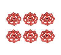 Rubinetto Rotondo Ruota Manico,Quadrato Broccia 5x5mm,OD 45mm Rosso 6pz