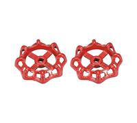 Rubinetto Rotondo Ruota Manico,Quadrato Broccia 9x9mm,OD 96mm Rosso 2pz
