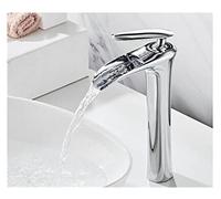 Rubinetto, Rubinetti for lavabo cascata rubinetto bagno rubinetto singolo manico lavabo miscelatore tappo bagno bianco oro rubinetto in ottone lavello acqua gru argento(Noir)