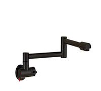 Rubinetto, Rubinetto da cucina a doppia maniglia for montaggio a parete Beccuccio for acqua oscillante 360 Ruota pieghevole Para Lavello da cucina Miscelatore singolo a freddo(Black Bronze A)
