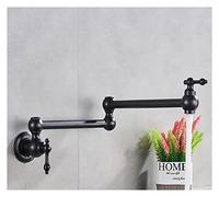 Rubinetto, Rubinetto da cucina pieghevole Rubinetto for lavello monoforo singolo freddo Ruota beccuccio pieghevole Rubinetto for pentola in ottone fissato al muro(Matte Black A)