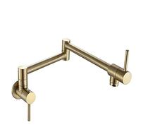 Rubinetto, Rubinetto da cucina pieghevole Rubinetto for lavello monoforo singolo freddo Ruota beccuccio pieghevole Rubinetto for pentola in ottone fissato al muro(Brushed Golden E)