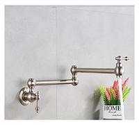 Rubinetto, Rubinetto da cucina pieghevole Rubinetto for lavello monoforo singolo freddo Ruota beccuccio pieghevole Rubinetto for pentola in ottone fissato al muro(Brushed Nickel A)