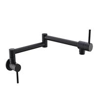 Rubinetto, Rubinetto da cucina pieghevole Rubinetto for lavello monoforo singolo freddo Ruota beccuccio pieghevole Rubinetto for pentola in ottone fissato al muro(Matte Black E)