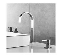 Rubinetto, Rubinetto del bacino bagno super lungo tubo lungo due fori rosa in oro rosa widespread rubinetto rubinetto rubinetto 360 rotante rubinetto bacino diffuso(A)