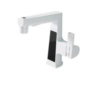 Rubinetto, Rubinetto Estraibile Con Display Digitale, Rubinetti for Lavabo In Ottone Con Sensore Di Temperatura ligente, Miscelatore Girevole for Acqua Calda E Fredda Con Sollevamento(White Intelligen