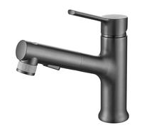 rubinetto Rubinetto for bagno con doccetta estraibile, miscelatore monocomando for lavabo, for acqua calda e fredda, in ottone, placcato oro spazzolato cromato(Gunmetal Gray)