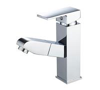 Rubinetto Rubinetto for lavabo da bagno in oro Rubinetto monocomando Miscelatore monoforo Rubinetto montato su piano Rubinetto caldo e freddo Lavello Rubinetto in ottone (Color : Chrome)