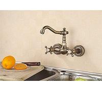 Rubinetto Rubinetto Snodo Rubinetto per Serbatoio dell'Acqua Antico Rubinetto da Cucina Rotante in Rame Rubinetto Miscelatore Acqua Calda e Fredda Pentole per Verdure a 2 Fori