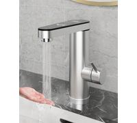 Rubinetto scaldabagno in acciaio inox, rubinetto elettrico con scaldabagno con indicatore digitale della temperatura, beccuccio girevole a 120 gradi, rubinetti elettrici per bagno, giardino (beccuccio