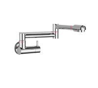 Rubinetto singolo for acqua fredda in rame, montaggio a parete, girevole a 360°, for lavabo da bagno con doccetta, rubinetto pieghevole for e piscina per la maggior parte degli scenari(Silvery)
