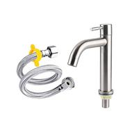 Rubinetto singolo for lavabo freddo in acciaio inossidabile for bagno, balcone, casa, lavaggio, apertura rapida(Short-60cm)