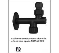 RUBINETTO SOTTOLAVABO NERO OPACO FILTRO 3/8 E SNODO PORTA E BINI 000538NP