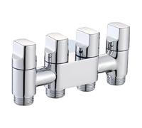 Rubinetto Sottolavabo Valvola Angolare A Tre Vie In Ottone G1/2 Per Deviatore Rubinetto Wc Piastra Singola Multifunzione Ruota Argentata