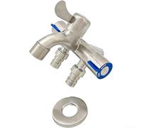 Rubinetto splitter a 3 vie per lavatrice, in lega di zinco, montaggio a parete, controllo del flusso d'acqua, tre uscite, valvola a disco, salvaspazio, adatta a filettature NPT da 1/2 pollice (disegno