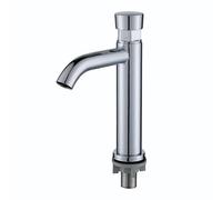 Rubinetto temporizzato a pressione per acqua fredda per lavabo | Miscelatore monocomando a chiusura automatica in acciaio cromato per lavandini bagno e WC.