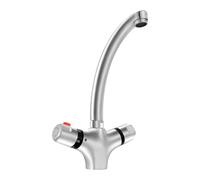 Rubinetto termostatico, miscelatore girevole a 360°, con 2 leve e temperatura costante, rubinetto a temperatura regolabile, per bagno, hotel e ristorante