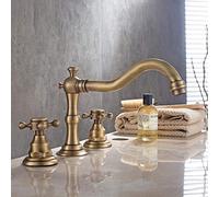 Rubinetto Tipo Split A Tre Fori Del Bacino Caldo E Freddo - Miscelatore Bagno Antico Nero (Color: Antique)
