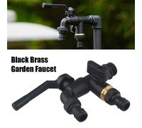 Rubinetto tubo da giardino in ottone nero di lunga durata con doppia uscita 12