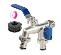 Rubinetto universale da giardino - doppio rubinetto in ottone | Dispenser a 2 vie per tubi ad alte prestazioni con resistenza alle alte temperature | Outdoor Faucett - irrigazione autolavaggio
