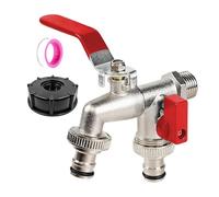 Rubinetto universale da giardino - doppio rubinetto in ottone | Dispenser a 2 vie per tubi ad alte prestazioni con resistenza alle alte temperature | Outdoor Faucett - irrigazione autolavaggio