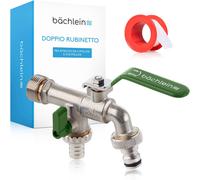 Rubinetto Universale Doppio per Il Giardino Verde Inclusi 2 Raccordi per Tubi Fl