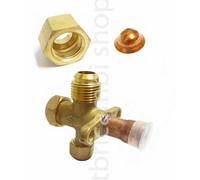 RUBINETTO VALVOLA TRE VIE 1/2 SAE CON PRESA DI SERVIZIO CLIMATIZZATORE U.E