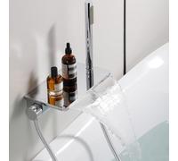 Rubinetto Vasca da Bagno a Muro Cromo con Bocca a Cascata a 270 * 150mm Singola Maniglia Miscelatore Doccia,Cromo Placcato