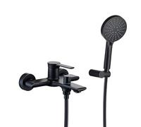 Rubinetto Vasca da Bagno con Doccetta 3 Funzioni, Miscelatore Monocomando per Doccia Ottone, Miscelatore Vasca da Bagno con Supporto Soffione e 1,5m Tubo, Miscelatore Doccia Calda e Fredda (Nero)