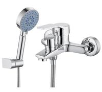 Rubinetto Vasca da Bagno con Doccetta, Miscelatore Vasca da Bagno con Doccetta con 5 funzioni, Gruppo Vasca da Bagno incl. Supporto a Parete e Flessibile Doccia, Rubinetto per Vasca da Bagno in Ottone
