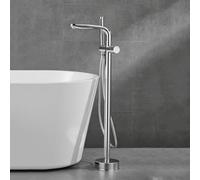 Rubinetto Vasca da Bagno Freestanding con Doccetta Girevole Ottone Miscelatore Vasca da Bagno Freestanding con Doccetta-Cromato