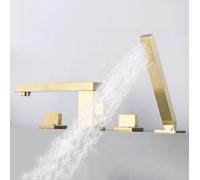 Rubinetto Vasca da Bagno Rubinetti per Vasca da Bagno Set A Quattro Fori con Rubinetto per Vasca da Bagno Girevole A 360° Rubinetto per Vasca da Bagno A 4 Fori In Ottone con Doccia Oro Spazzolato