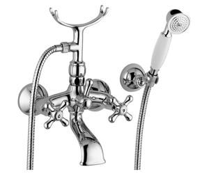 Rubinetto Vasca da bagno Vintage con doccetta manopola antica stile retro, cromo