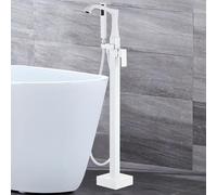 Rubinetto Vasca Freestanding con Doccetta Girevole Ottone Acqua Fredda e Calda Doccetta Miscelatore Vasca da Bagno Freestanding-Bianco