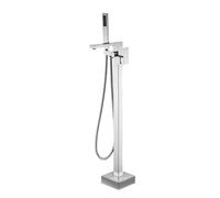 Rubinetto Vasca Freestanding con Doccetta Ottone Acqua Fredda e Calda Miscelatore Vasca da Bagno Freestanding-Cromato