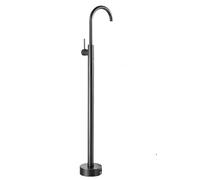 Rubinetto Vasca Freestanding Oro Spazzolato, Miscelatore a Terra in Ottone con Bocca Girevole 360°, Piantana Bagno Moderna con Base Rotonda Stabile(Black)