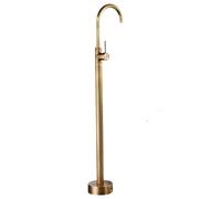 Rubinetto Vasca Freestanding Oro Spazzolato, Miscelatore a Terra in Ottone con Bocca Girevole 360°, Piantana Bagno Moderna con Base Rotonda Stabile(Retro Colors)