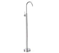 Rubinetto Vasca Freestanding Oro Spazzolato, Miscelatore a Terra in Ottone con Bocca Girevole 360°, Piantana Bagno Moderna con Base Rotonda Stabile(Silver)