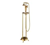 Rubinetto Vasca Freestanding, Rubinetto doccia con beccuccio girevole, con miscelatore doccia a due maniglie(Gold)