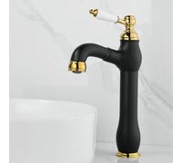 Rubinetto vintage allungabile in puro rame ottone lavabo armadio bagno rubinetto oro nero manico in ceramica telescopico sublime [manico in ceramica bianca]