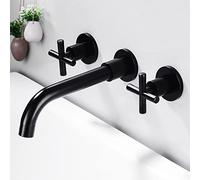 Rubinetto vintage in ottone a parete con doppia maniglia - Rubinetto per lavabo retrò per installazioni bagno, design nostalgico, elegante, perfetto per aggiornamenti del lavandino